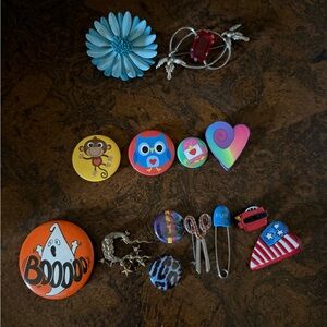 Holiday & Vintage Pins Set - Lot of 14